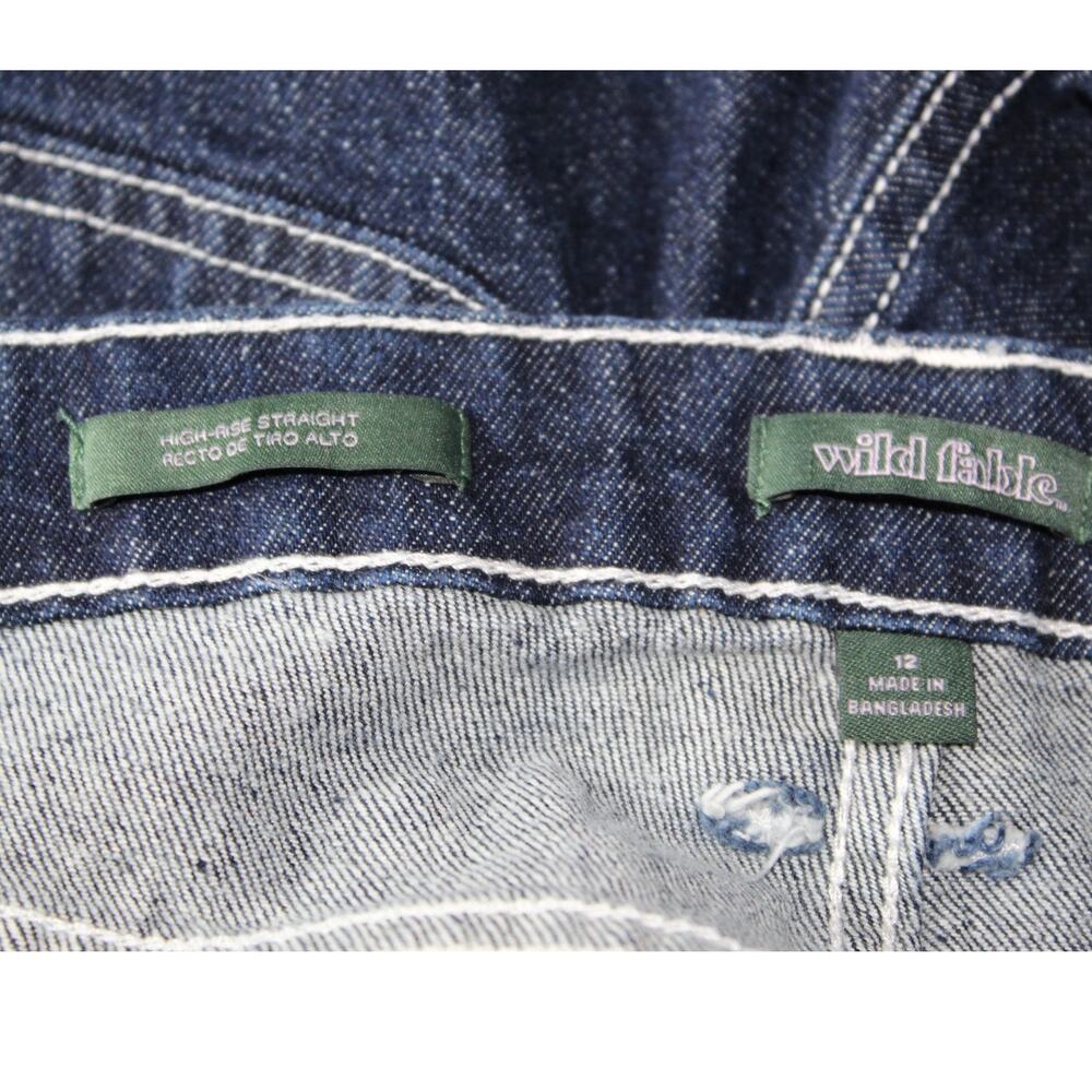 Wild Fable High Rise Straight Carpenter Coffin Dark Denim Jeans Whimsy Goth 12 - Picture 3 of 11